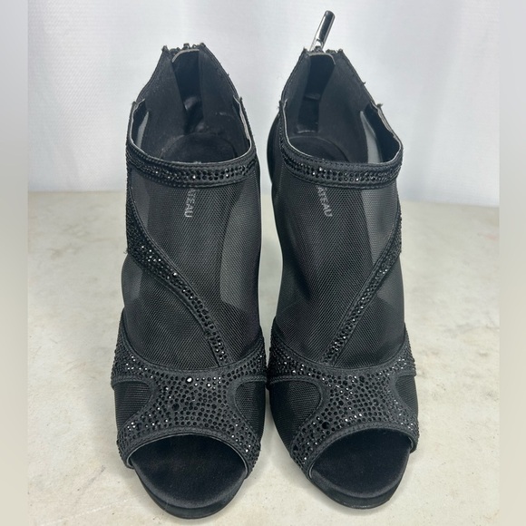 Le Chateau Black Gem Rhinestone Open Toed Heels - Picture 7 of 9